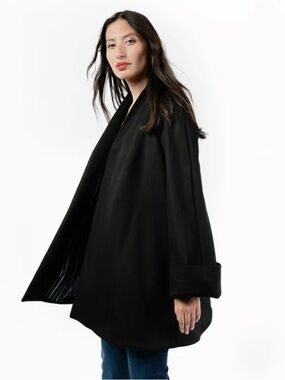 Karen wool swing coat with Gold Button Detail fully lined vintage statement coat